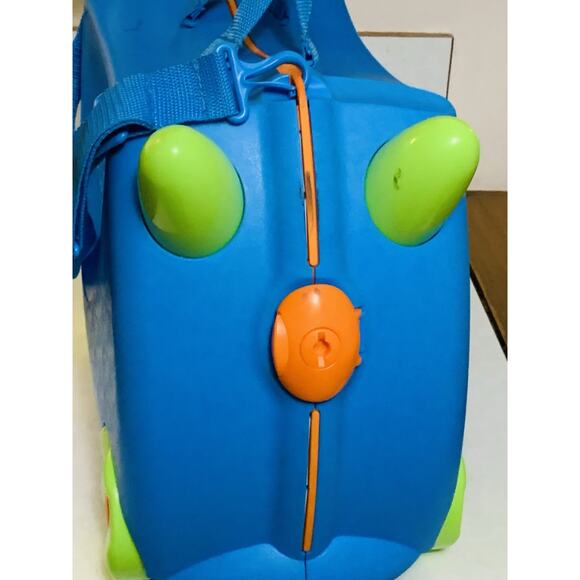 Trunki Suitcase Melissa & Doug Kids Ride On Wheeled Luggage Blue w/ Green Horns - Picture 3 of 7